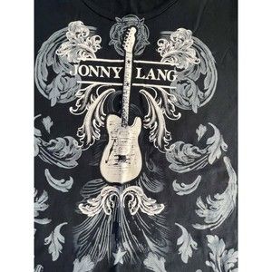 Jonny Lang Two Sided with tour locations Women's Black and Grey T-Shirt Size XL